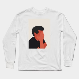 Hiding Face, Mid-Century Modern Art, Minimalist art print Long Sleeve T-Shirt